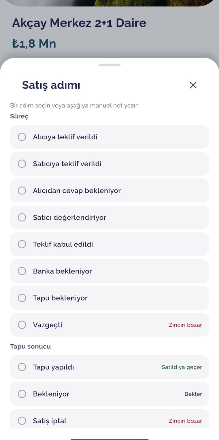 Sales-chain step selection